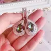Pear Cut Halo Rainbow Topaz Drop Earrings