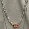 6ct Radiant Cut Padparadscha Sapphire Statement Necklace