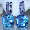 10CTW Asscher Cut Aquamarine Drop Earrings