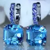 10CTW Asscher Cut Aquamarine Drop Earrings
