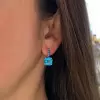 10CTW Asscher Cut Aquamarine Drop Earrings