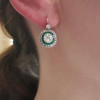 Art Deco Created Emerald Sapphire Target Drop Earrings
