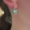 Art Deco Created Emerald Sapphire Target Drop Earrings