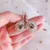 Handmade Curved Halo Rainbow Sapphire Earrings