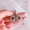 Handmade Curved Halo Rainbow Sapphire Earrings
