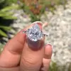 2.5ct Pear Cut White Sapphire Three Stone Wedding Ring Set