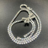 40ctw Round Cut White Sapphre Bowknot Tennis Necklace