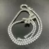 40ctw Round Cut White Sapphre Bowknot Tennis Necklace