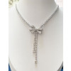 40ctw Round Cut White Sapphre Bowknot Tennis Necklace
