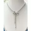 40ctw Round Cut White Sapphre Bowknot Tennis Necklace