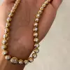 15ctw Bezel Set White Sapphire Modern Statement Necklace