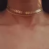 Two Layers Alloy Fishbone Chain Choker Necklace