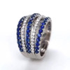 Round Cut Sapphire Wide Wedding Band in Sterling Silver