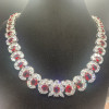 40ctw Oval Cut Ruby Halo Vintage Statement Necklace