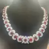 40ctw Oval Cut Ruby Halo Vintage Statement Necklace