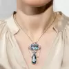 20ctw Pear and Cushion Cut Aquamarine Pendant Necklace