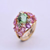 5ct Cushion Cut Green Sapphire Ruby Cocktail Ring