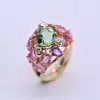 5ct Cushion Cut Green Sapphire Ruby Cocktail Ring