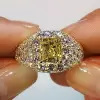 2ct Radiant Cut Yellow Sapphire Pave Engagement Ring