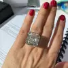 12ct Asscher Cut White Sapphire Engagement Ring
