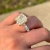 5.6ct Cushion Cut Yellow Sapphire Paved Engagement Ring