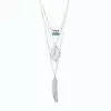 Feather & Leaf Detail Layered Chain Necklace