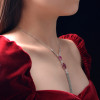 Vintage Oval Cut Ruby Fringe Necklace