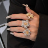 Three Tone Double Petals Cocktail Ring