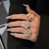 Three Tone Double Petals Cocktail Ring