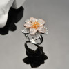 Three Tone Double Petals Cocktail Ring