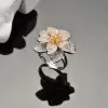 Three Tone Double Petals Cocktail Ring