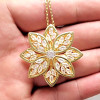 White Sapphire Lotus Necklace With Link Chain