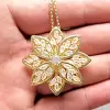 White Sapphire Lotus Necklace With Link Chain