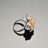 Three Tone Double Petals Cocktail Ring