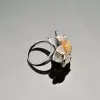 Three Tone Double Petals Cocktail Ring