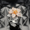 Three Tone Double Petals Cocktail Ring