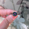 3ct Cushion Cut Rainbow Topaz Three-Sided Engagement Ring