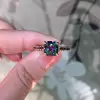 3ct Cushion Cut Rainbow Topaz Three-Sided Engagement Ring