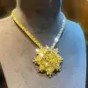 20ct Cushion Cut Yellow Sapphire Statement Necklace