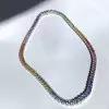80ctw Round Cut Rainbow Sapphire Statement Necklace
