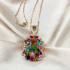 7ctw Emerald Cut Bicolor Tourmaline Garden Pendant Necklace