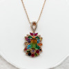 7ctw Emerald Cut Bicolor Tourmaline Garden Pendant Necklace