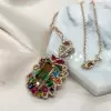 7ctw Emerald Cut Bicolor Tourmaline Garden Pendant Necklace