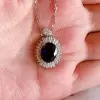 Oval Cut Blue Sapphire Pendant Necklace