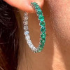 7.8ctw Round Cut Emerald Hoop Earrings