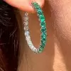 7.8ctw Round Cut Emerald Hoop Earrings