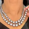 120ctw Victorian Style Round Cut Two Row Riviere Necklace