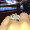 3.5ct Heart Cut White Sapphire Double Halo Engagement Ring
