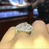 3.5ct Heart Cut White Sapphire Double Halo Engagement Ring