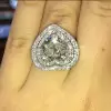 3.5ct Heart Cut White Sapphire Double Halo Engagement Ring